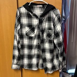 H2H Men’s Black/White Hooded Flannel